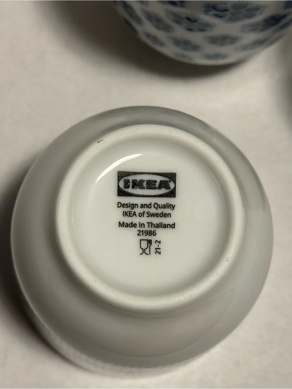 IKEA Blue and White Porcelain Saki Tea Espresso Cups No Handle Set of 3